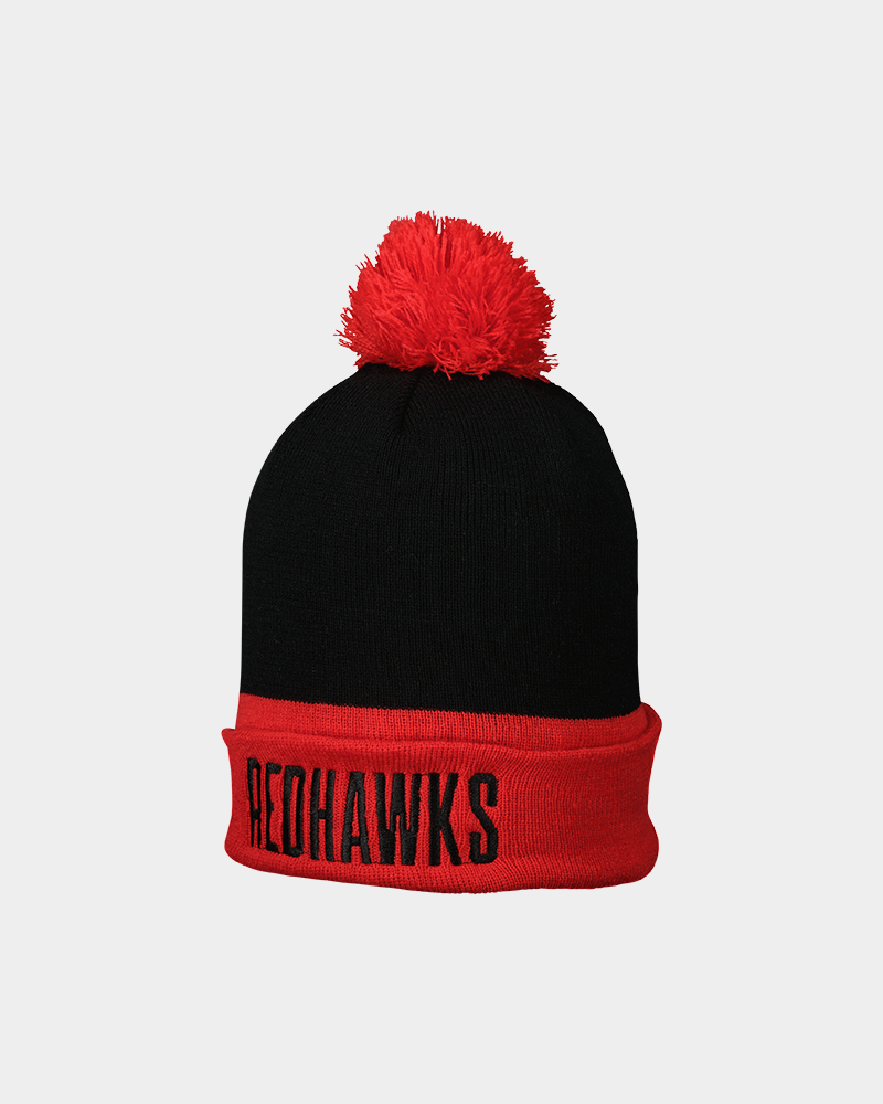 Stickad mössa svart/röd Redhawks