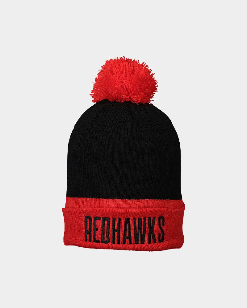 Stickad mössa svart/röd Redhawks